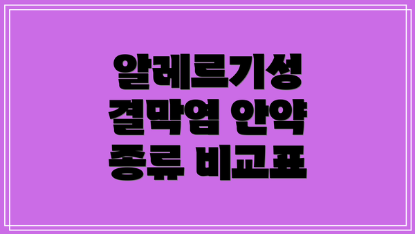 알레르기성 결막염 안약 종류 비교표