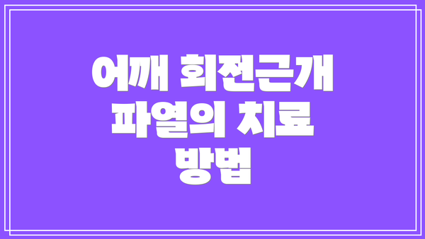 어깨 회전근개 파열의 치료 방법