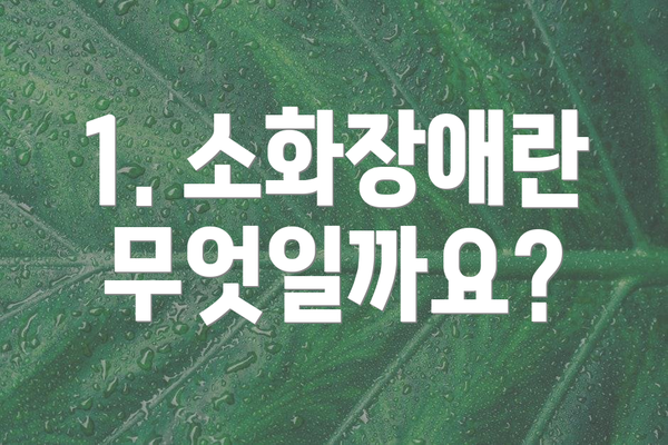 1. 소화장애란 무엇일까요?
