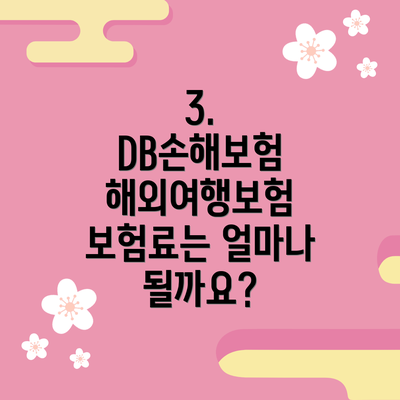 3. DB손해보험 해외여행보험 보험료는 얼마나 될까요?