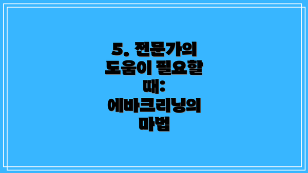 5. 전문가의 도움이 필요할 때: 에바크리닝의 마법