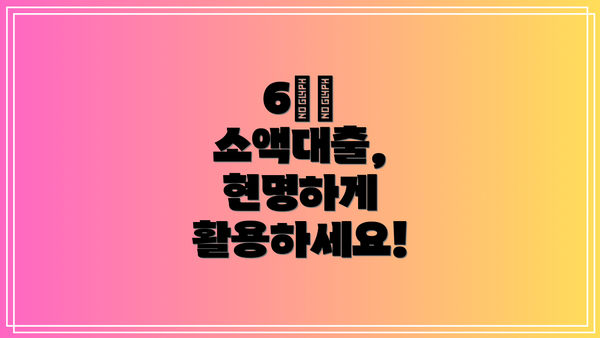 6️⃣ 소액대출, 현명하게 활용하세요!