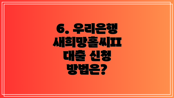 6. 우리은행 새희망홀씨II 대출 신청 방법은?