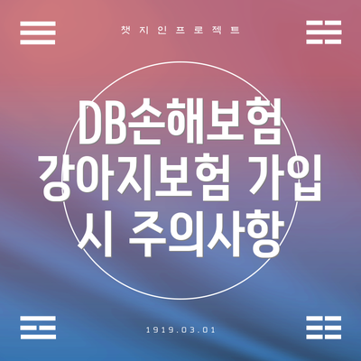 DB손해보험 강아지보험 가입 시 주의사항
