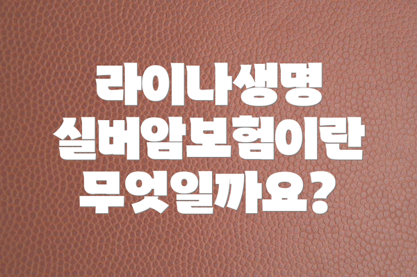 라이나생명 실버암보험이란 무엇일까요?