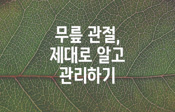무릎 관절, 제대로 알고 관리하기