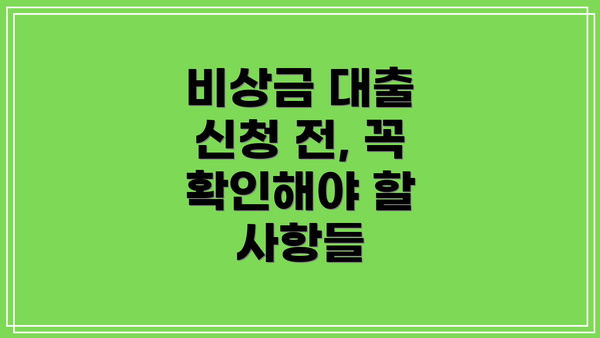비상금 대출 신청 전, 꼭 확인해야 할 사항들
