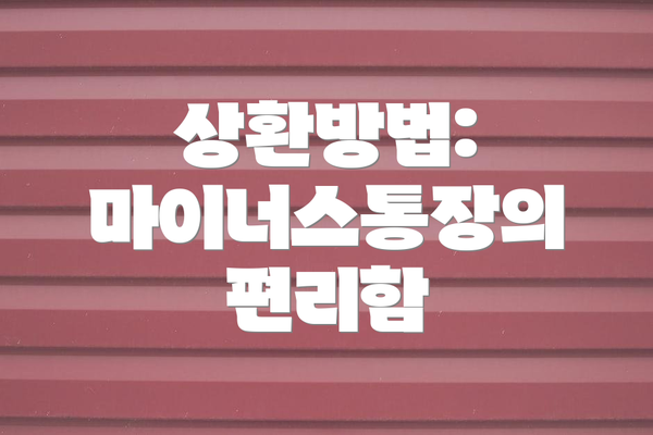 상환방법: 마이너스통장의 편리함