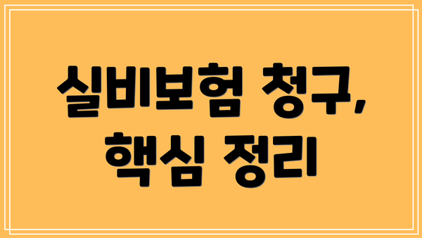 실비보험 청구, 핵심 정리
