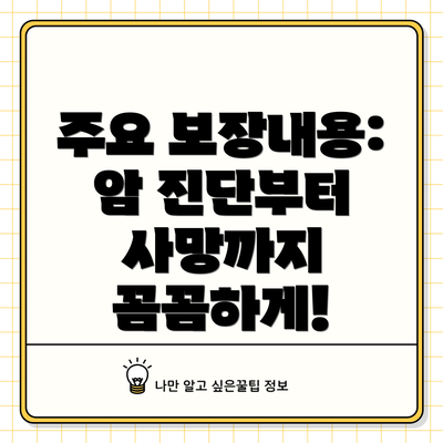 주요 보장내용: 암 진단부터 사망까지 꼼꼼하게!