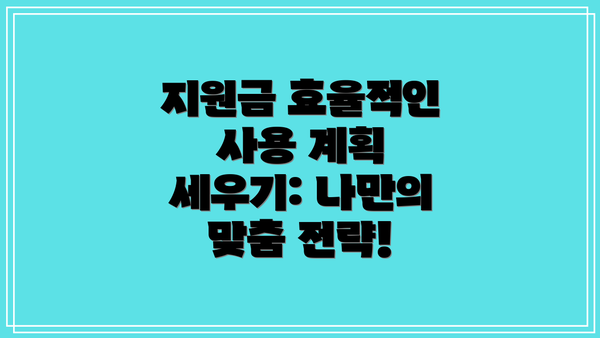 지원금 효율적인 사용 계획 세우기: 나만의 맞춤 전략!
