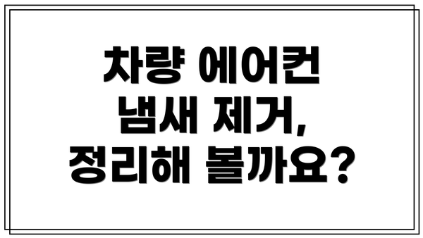 차량 에어컨 냄새 제거, 정리해 볼까요?