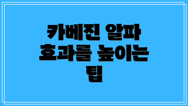카베진 알파 효과를 높이는 팁