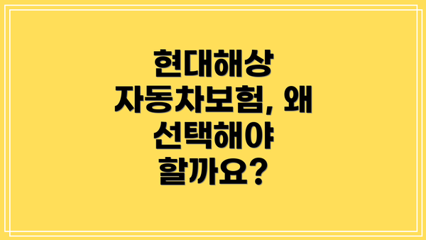 현대해상 자동차보험, 왜 선택해야 할까요?