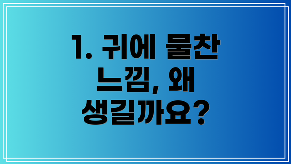 1. 귀에 물찬 느낌, 왜 생길까요?