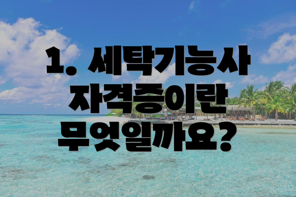 1. 세탁기능사 자격증이란 무엇일까요?