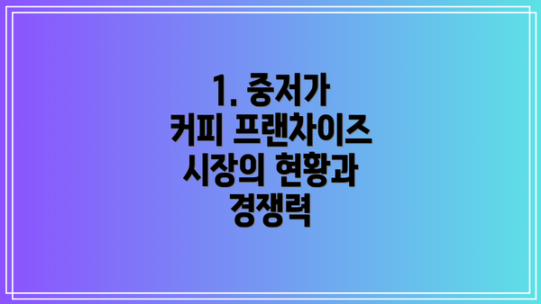 1. 중저가 커피 프랜차이즈 시장의 현황과 경쟁력
