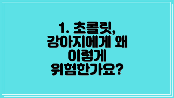 1. 초콜릿, 강아지에게 왜 이렇게 위험한가요?