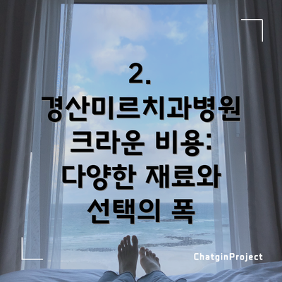 2. 경산미르치과병원 크라운 비용: 다양한 재료와 선택의 폭