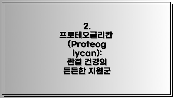 2. 프로테오글리칸 (Proteoglycan): 관절 건강의 든든한 지원군
