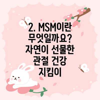 2. MSM이란 무엇일까요?  자연이 선물한 관절 건강 지킴이