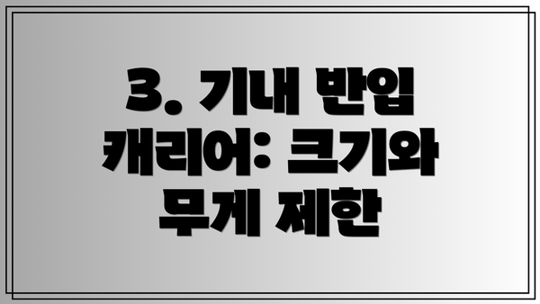 3. 기내 반입 캐리어: 크기와 무게 제한
