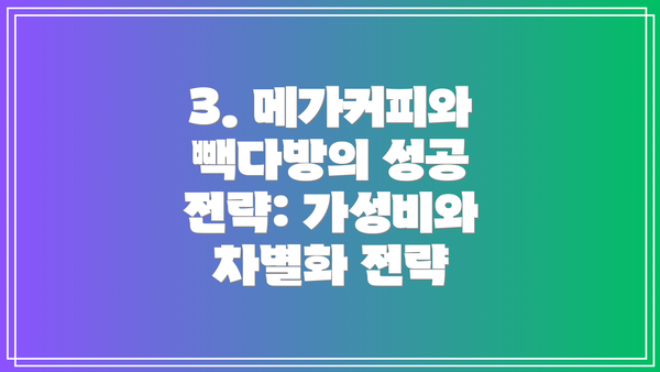 3. 메가커피와 빽다방의 성공 전략: 가성비와 차별화 전략