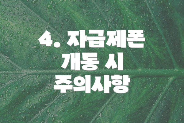 4. 자급제폰 개통 시 주의사항