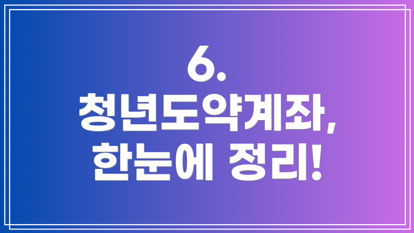 6.  청년도약계좌, 한눈에 정리!