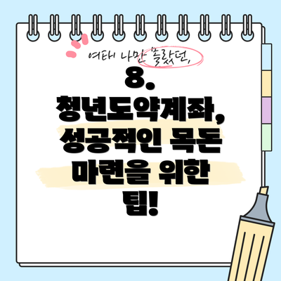 8. 청년도약계좌, 성공적인 목돈 마련을 위한 팁!
