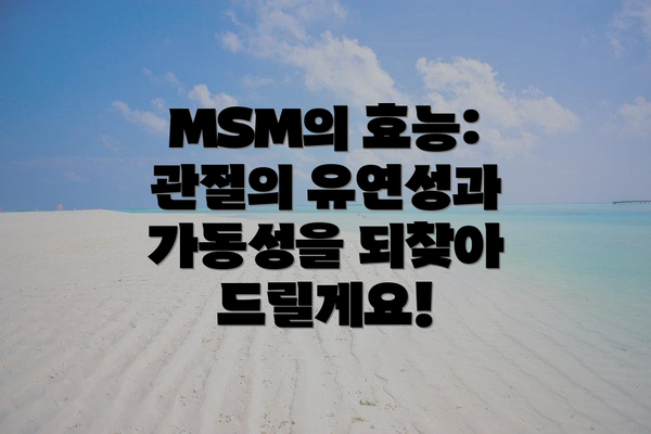 MSM의 효능: 관절의 유연성과 가동성을 되찾아 드릴게요!