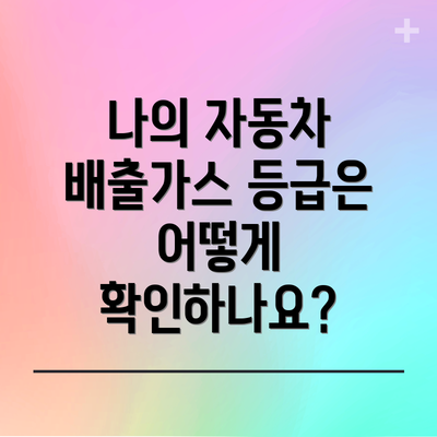 나의 자동차 배출가스 등급은 어떻게 확인하나요?