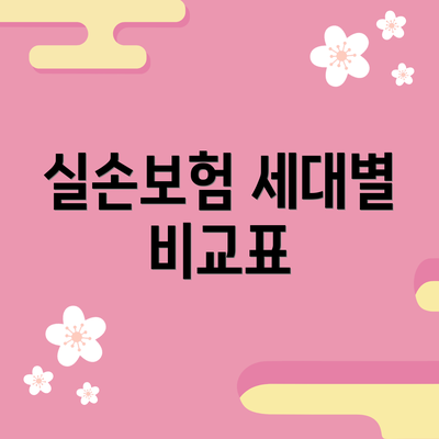 실손보험 세대별 비교표