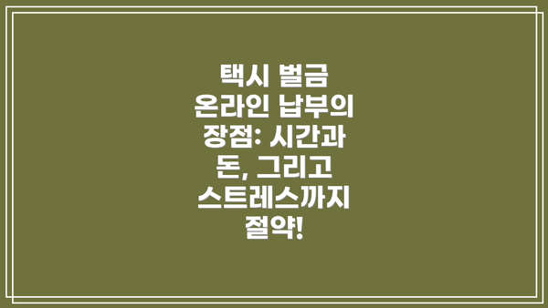 택시 벌금 온라인 납부의 장점: 시간과 돈, 그리고 스트레스까지 절약!