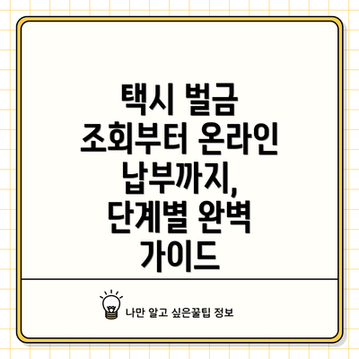 택시 벌금 조회부터 온라인 납부까지, 단계별 완벽 가이드