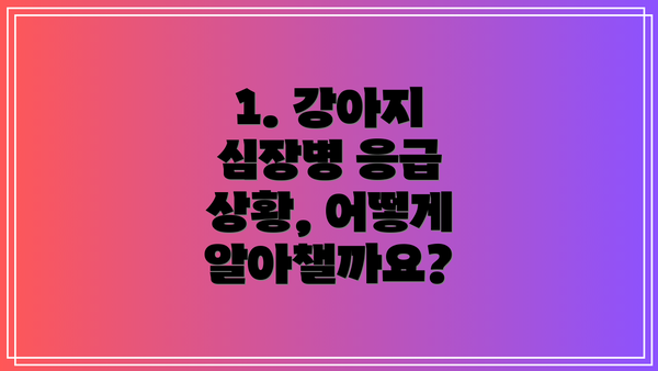 1. 강아지 심장병 응급 상황, 어떻게 알아챌까요?
