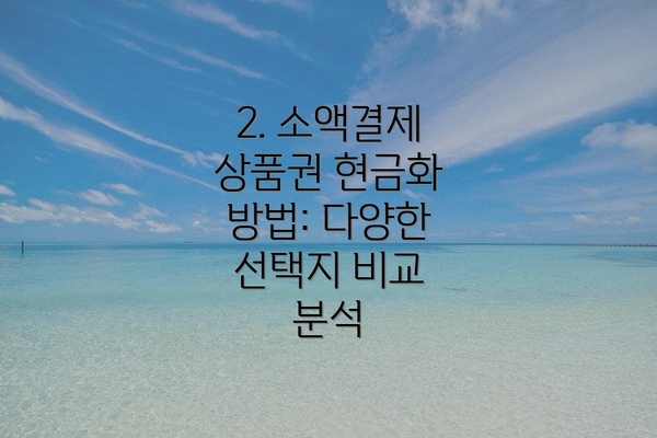 2. 소액결제 상품권 현금화 방법: 다양한 선택지 비교 분석
