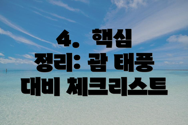 4.  핵심 정리: 괌 태풍 대비 체크리스트