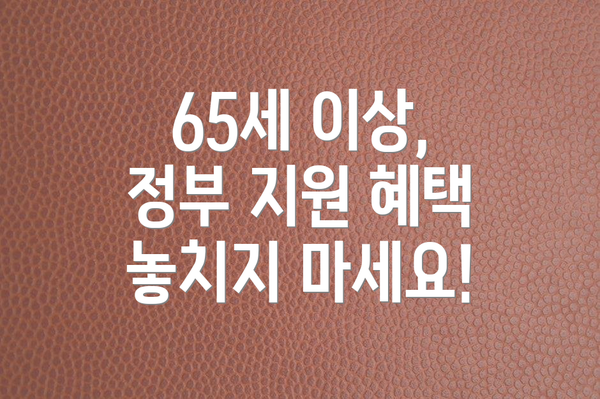 65세 이상, 정부 지원 혜택 놓치지 마세요!