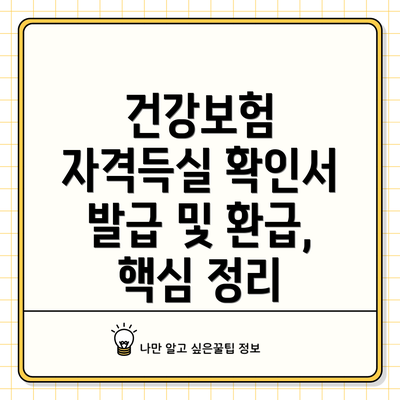 건강보험 자격득실 확인서 발급 및 환급, 핵심 정리