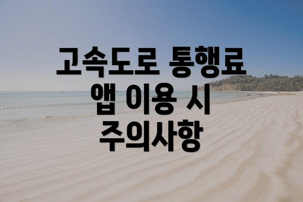 고속도로 통행료 앱 이용 시 주의사항