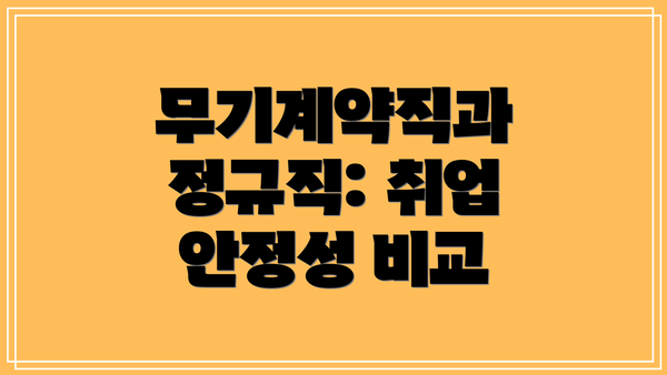 무기계약직과 정규직: 취업 안정성 비교