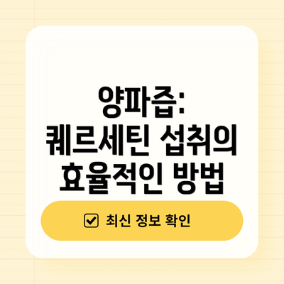 양파즙: 퀘르세틴 섭취의 효율적인 방법