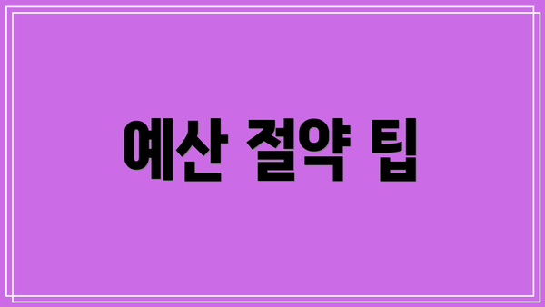 예산 절약 팁