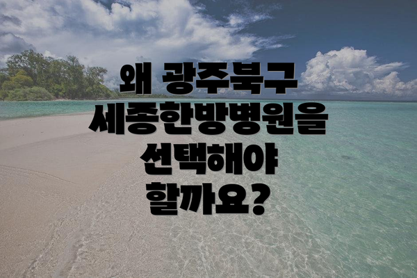왜 광주북구 세종한방병원을 선택해야 할까요?