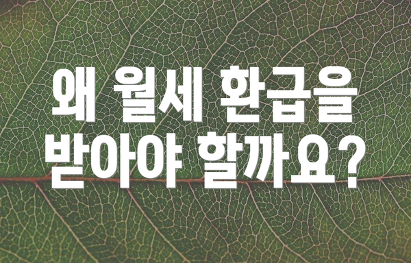왜 월세 환급을 받아야 할까요?