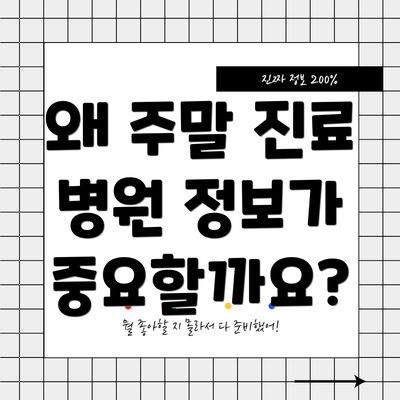 왜 주말 진료 병원 정보가 중요할까요?
