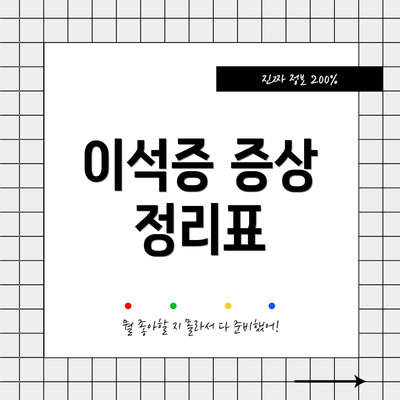 이석증 증상 정리표