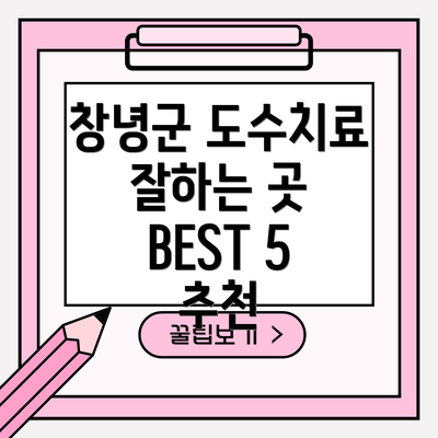 창녕군 도수치료 잘하는 곳 BEST 5 추천