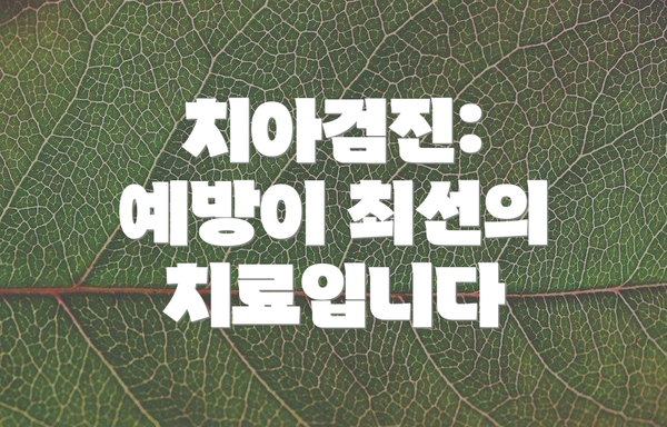 치아검진: 예방이 최선의 치료입니다